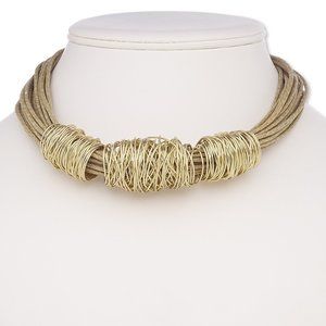 NWOT - Multi -strand necklace with gold wire wrap